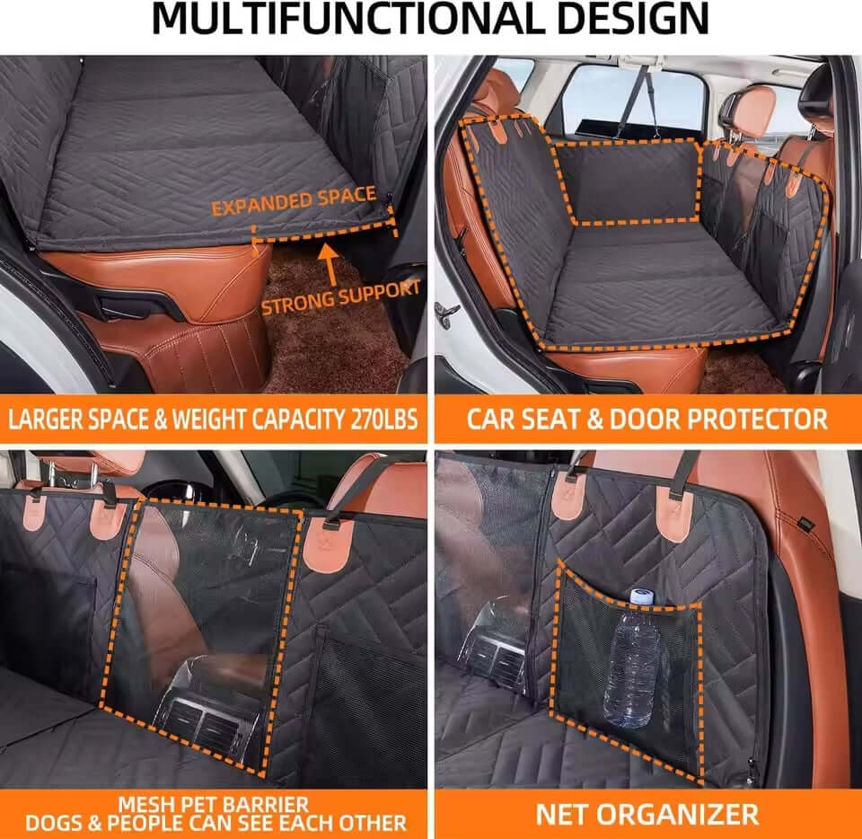 RuffLiner 2025 dog car seat protector featuring multifunctional design, strong support, and mesh pet barrier for safety. RuffRover 2.0. Auto paws